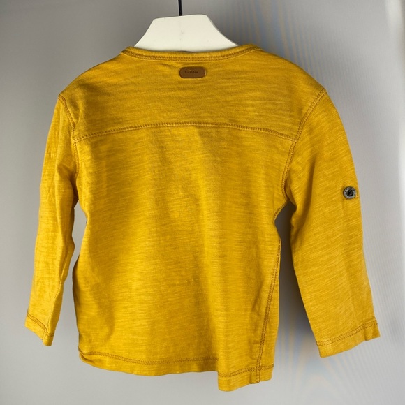 Zara Baby Boy Yellow Mustard Button Tab Roll Cuffs Henley Tee size 3-6 Months - Picture 5 of 8